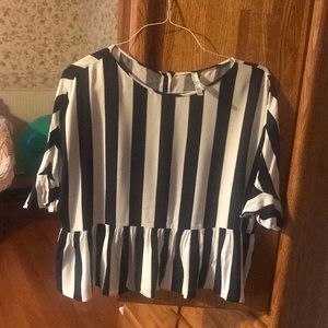ZARA TRF COLLECTION TOP BLUE WHITE STRIPE MEDIUM